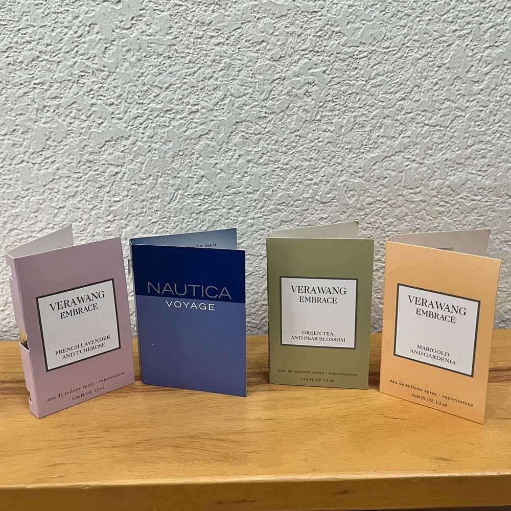Lot of 4 Vera Wang Embrace Collection & Nautica Voyage Sample 1.2 mL 0.04 mL
